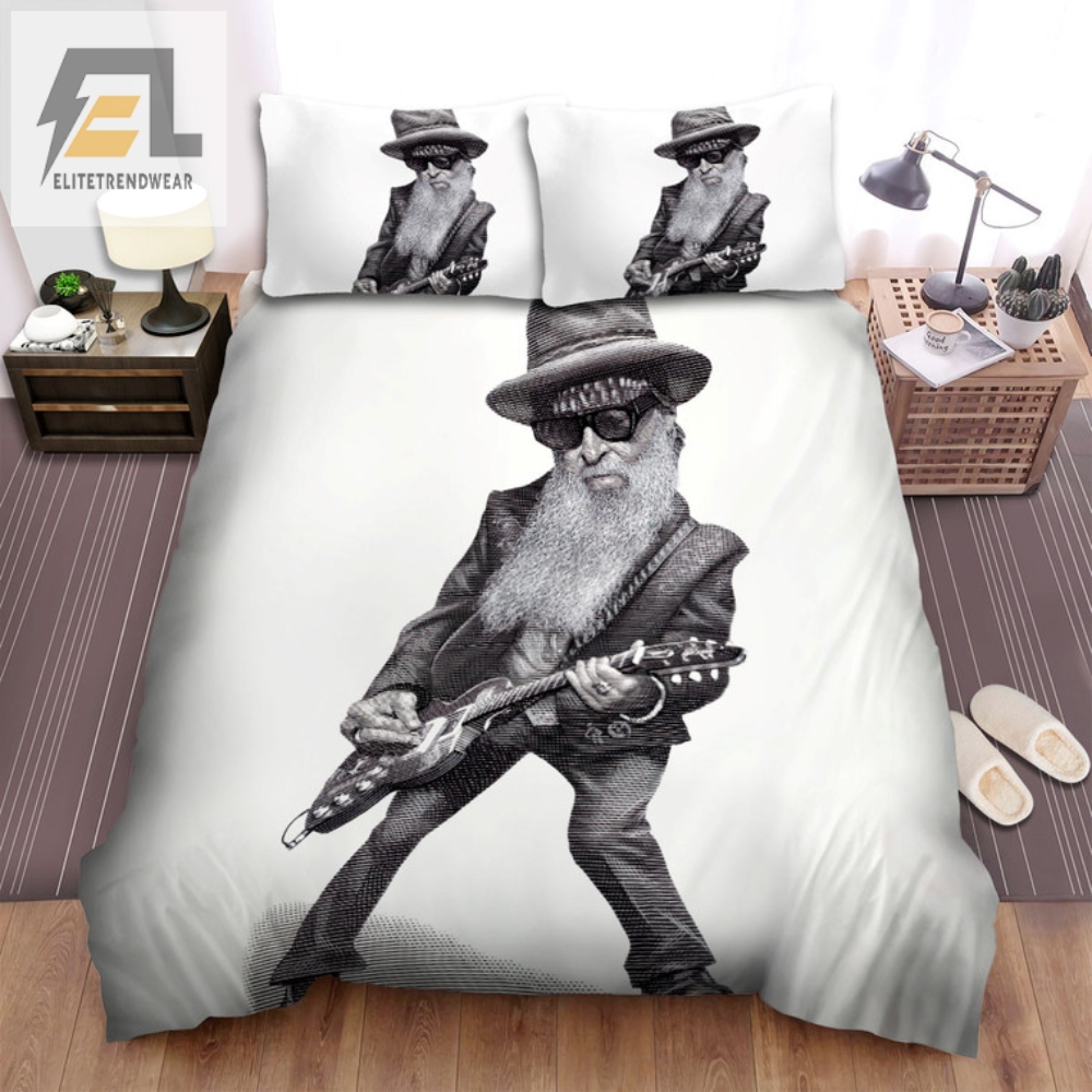 Funny Billy Gibbons Cartoon Bedding Set  Rock Your Sleep