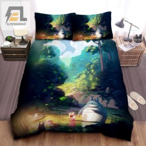 Whimsical Totoro Fishing Duvet Cover Cozy Humor Bedding elitetrendwear 1 1