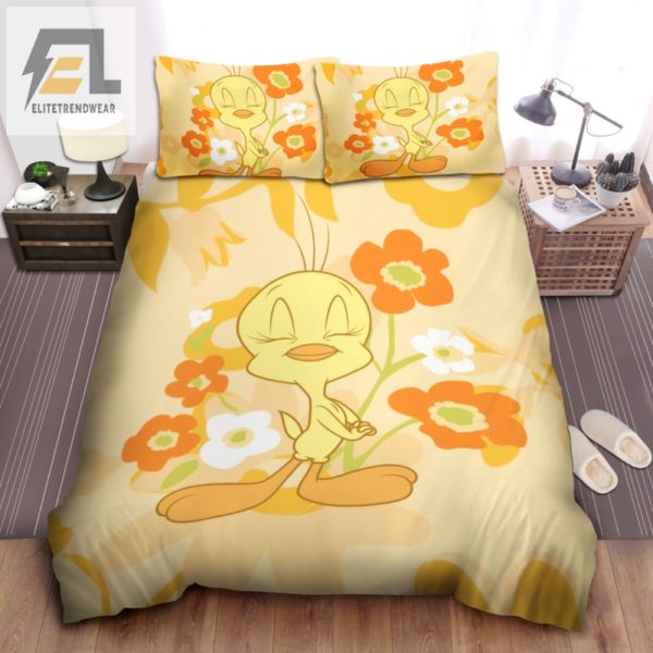 Quirky Tweety Flower Bedding Set Comfy Unique Fun elitetrendwear 1