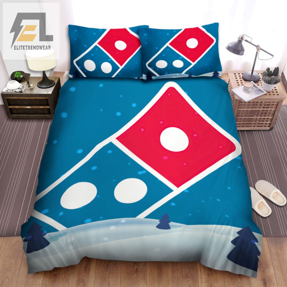 Cozy Up With Dominos Logo Winter Wonderland Bedding Set