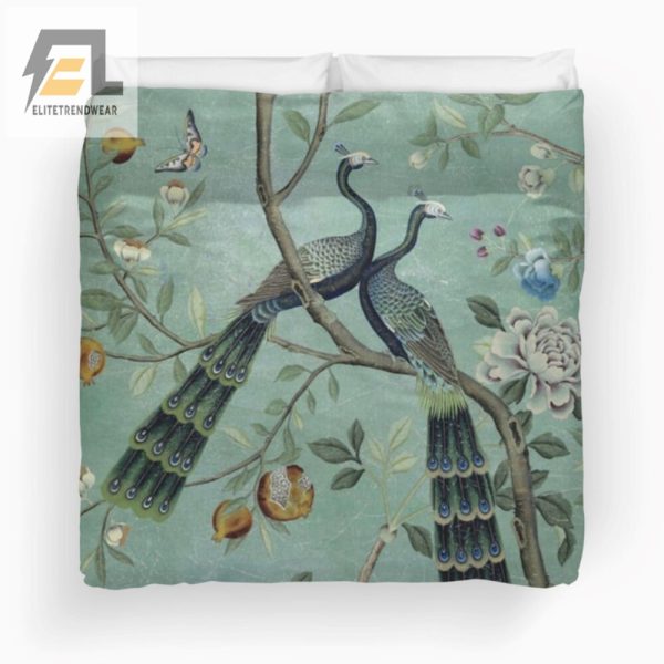 Peacock Pajama Party Chinoiserie Duvet For Haute Nappers elitetrendwear 1