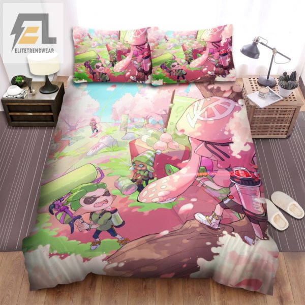 Splatoon Spring Bed Sheets Wacky Whimsical Bedding Set elitetrendwear 1