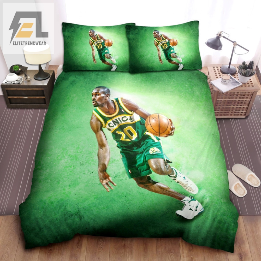 Sleep Like A Champ Gary Payton Green Nba Bedding Set
