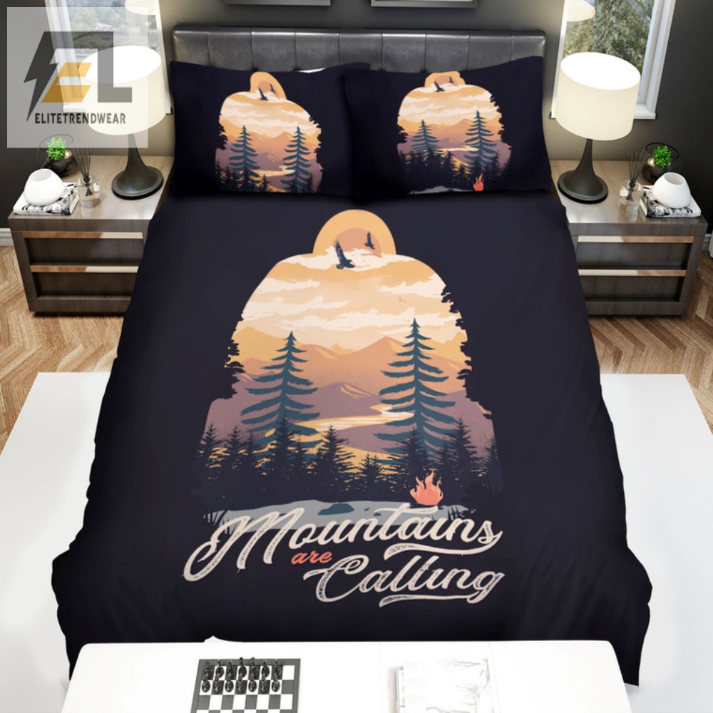 Mountains Are Calling Hilarious Negative Space Bedding Set