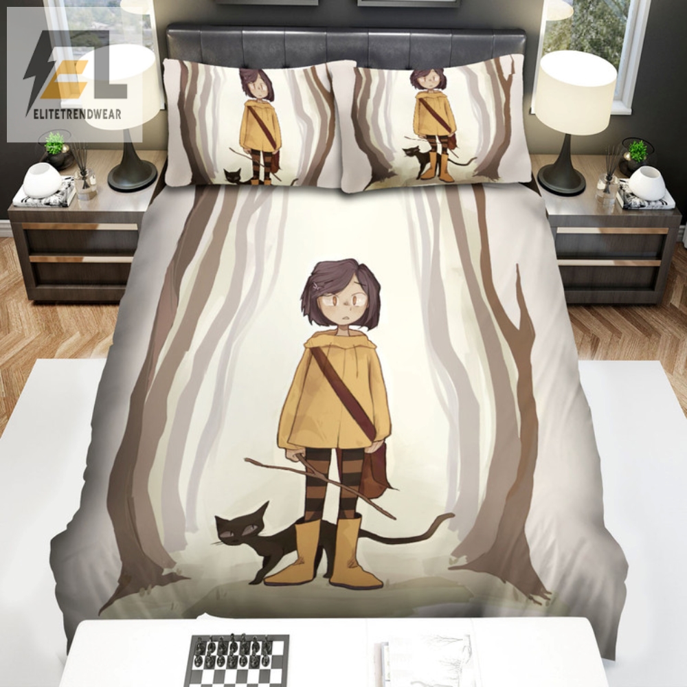 Quirky Coraline Cat Forest Bedding  Sleep With A Smile