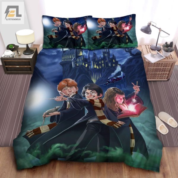 Magical Mishaps Ron Hermione Cartoon Duvet Cover Set elitetrendwear 1