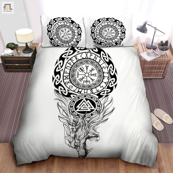 Sleep Like A Viking Compass Wolves Duvet Set elitetrendwear 1