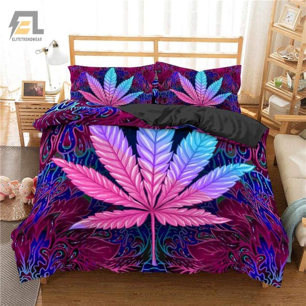 Comfy Weed Duvet Purple Pink Fun For High Vibes Bedrooms elitetrendwear 1