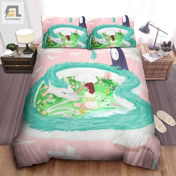 Quirky Spirited Away Bedding Snuggle With Haku Noface elitetrendwear 1