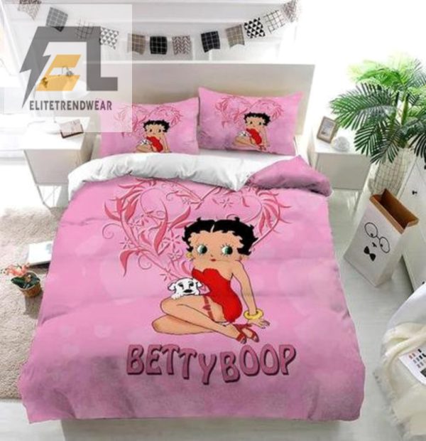 Snuggle With Betty Boop Pup Cute Pink Duvet Bedding Set elitetrendwear 1