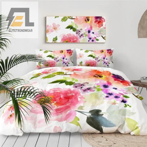 Bloomin Cozy Hilarious Watercolor Flowers Duvet Sets elitetrendwear 1