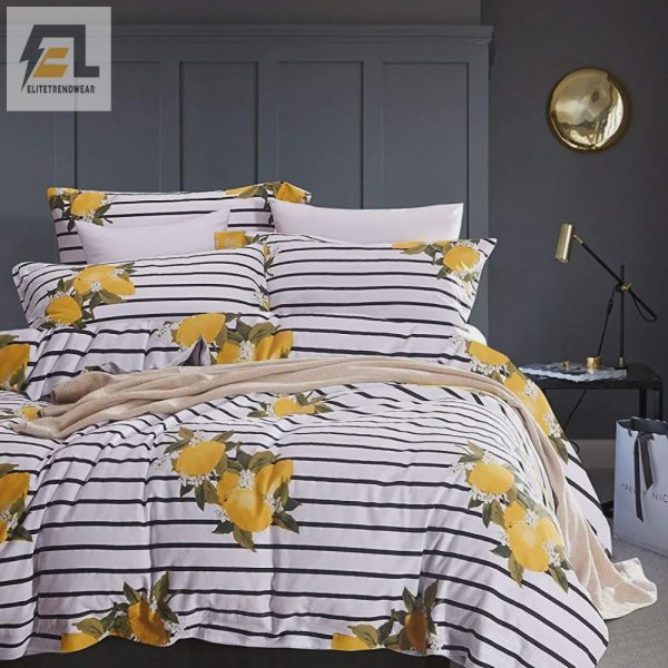 Zesty Snooze Striped Yellow Lemon Comforter Set Sweet Dreams elitetrendwear 1