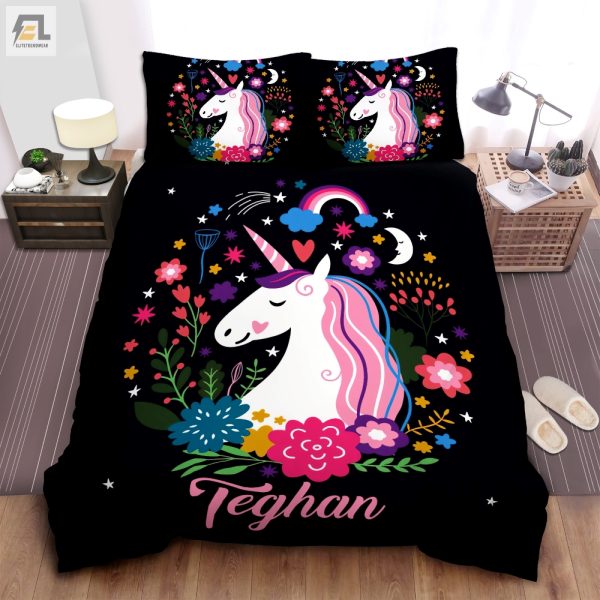 Sleep In Style Your Name On A Flower Unicorn Duvet elitetrendwear 1