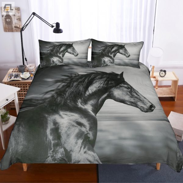 Gallop Into Comfort Quirky 3D Black Horse Duvet Set elitetrendwear 1