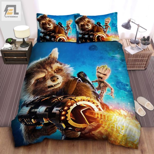 Snuggle With Rocket Groot Fun Guardians Duvet Set elitetrendwear 1