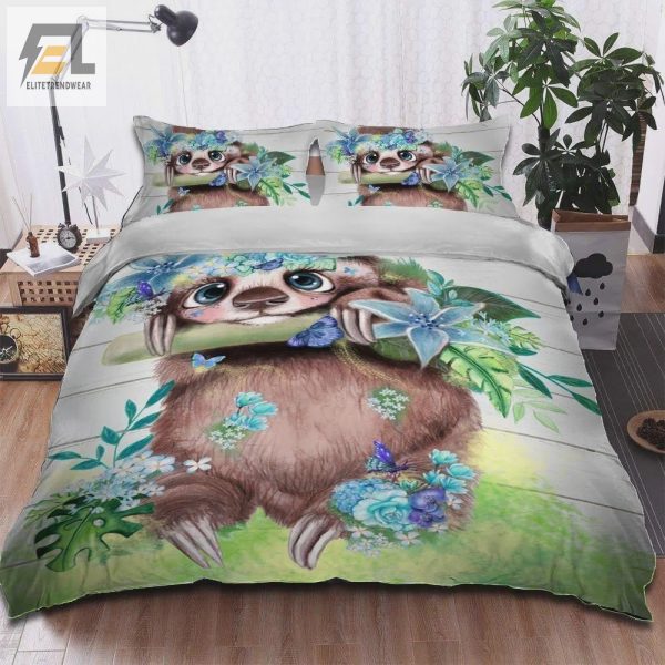 Snuggle With Sloths Floral Fun Duvet Sets For Cozy Nights elitetrendwear 1