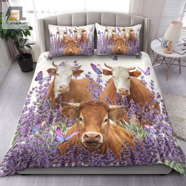 Comfy Cow Lavender Duvet Moozing Bedding Sets elitetrendwear 1