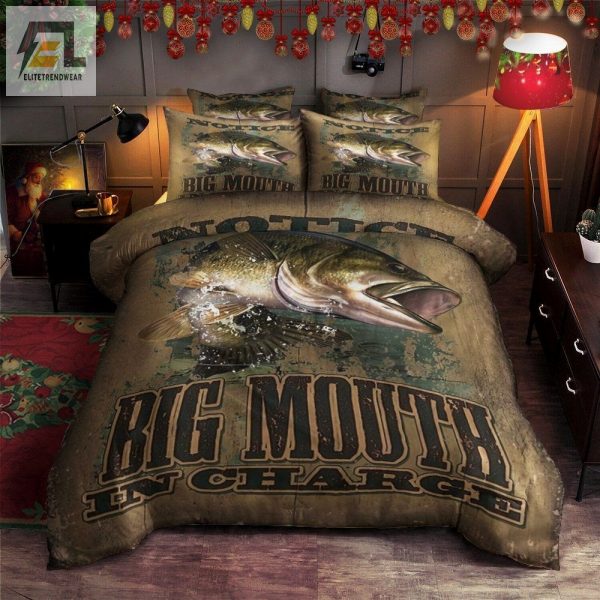 Catch Zzzs Big Mouth In Charge Fishing Bedding Set elitetrendwear 1