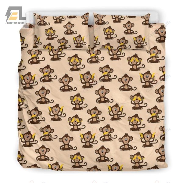 Snuggle With Bananas Fun Monkey Duvet Bedding Set elitetrendwear 1