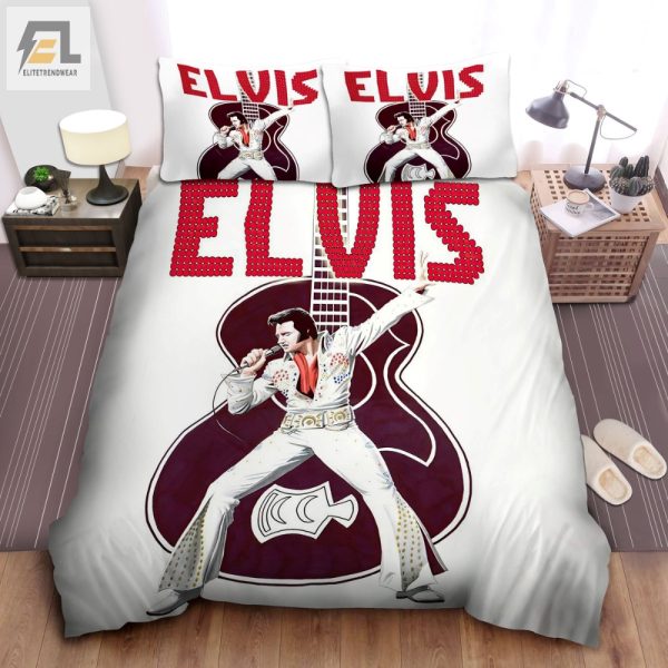 Rock Your Dreams Elvis Rhinestone Guitar Duvet Cover Set elitetrendwear 1