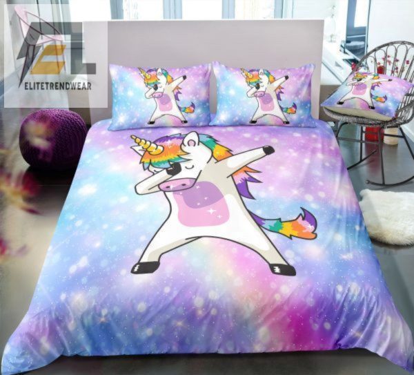 Sleep In Style Hilarious 3D Unicorn Dab Galaxy Bedding Set elitetrendwear 1