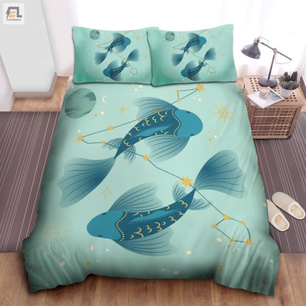 Sleep Like A Fish Pisces Star Sign Duvet Cover Set elitetrendwear 1