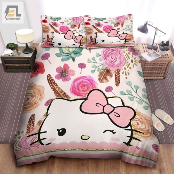 Snuggle With Hello Kitty Flowers Purrfect Duvet Set elitetrendwear 1