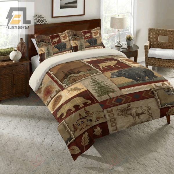Cozy Bear Moose Lodge Duvet Hilarious Unique Bedding Set elitetrendwear 1