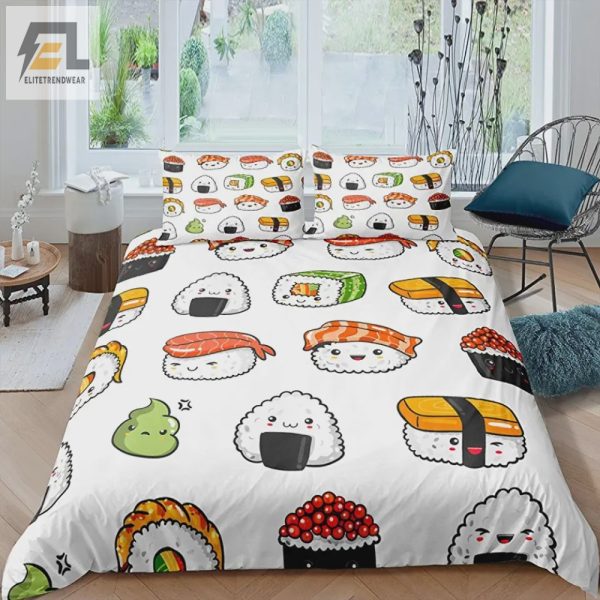 Sushi Lovers Dream Quirky Japanese Duvet Bedding Set elitetrendwear 1