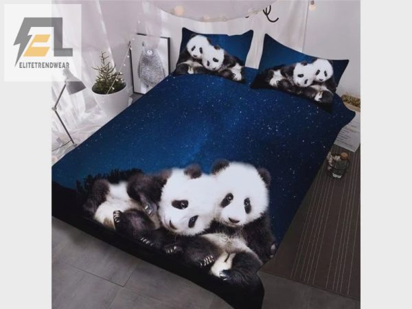 Sleep With Pandas In Space 3D Galaxy Duvet Set elitetrendwear 1