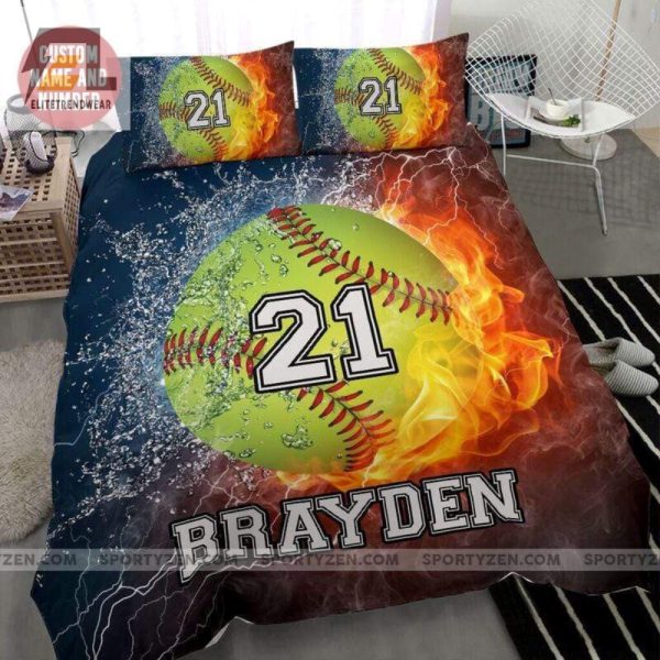 Blazing Softball Duvet Your Name Number Cozy Fun elitetrendwear 1