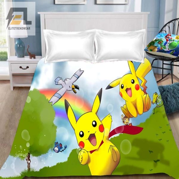 Snuggle With Pikachu Comfy Anime Bedding Sets For Kids elitetrendwear 1