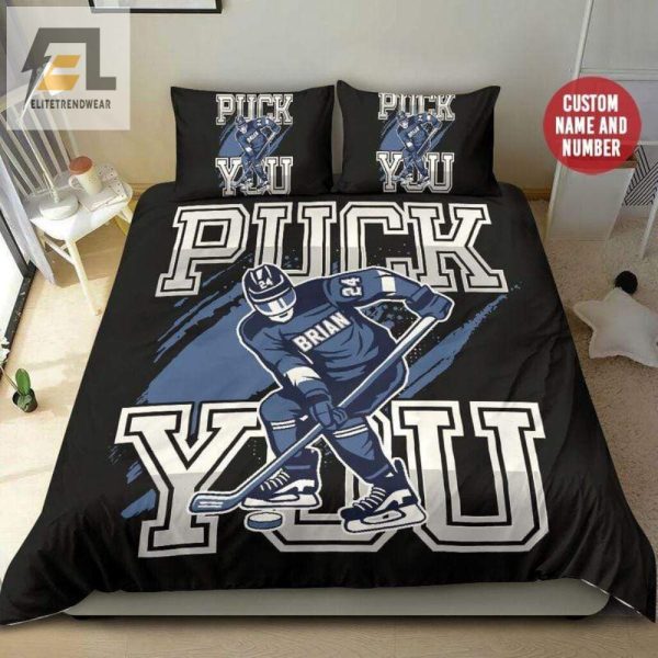 Puck You Hockey Custom Duvet Unique Funny Bedding Set elitetrendwear 1