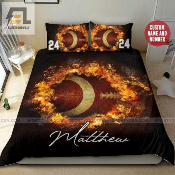 Sleep Like A Pro Personalized Football Fire Ball Bedding elitetrendwear 1