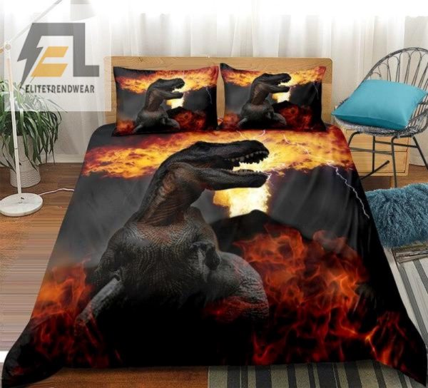 Roarsome Comfort Fire Trex Duvet Cover Bedding Set elitetrendwear 1