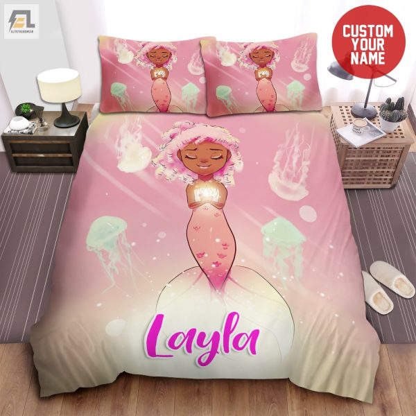 Adorable Black Mermaid Duvet Custom Name Bedding Set Fun elitetrendwear 1