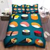 Sushi Dreams Fun Cozy Dark Blue Duvet Cover Set elitetrendwear 1