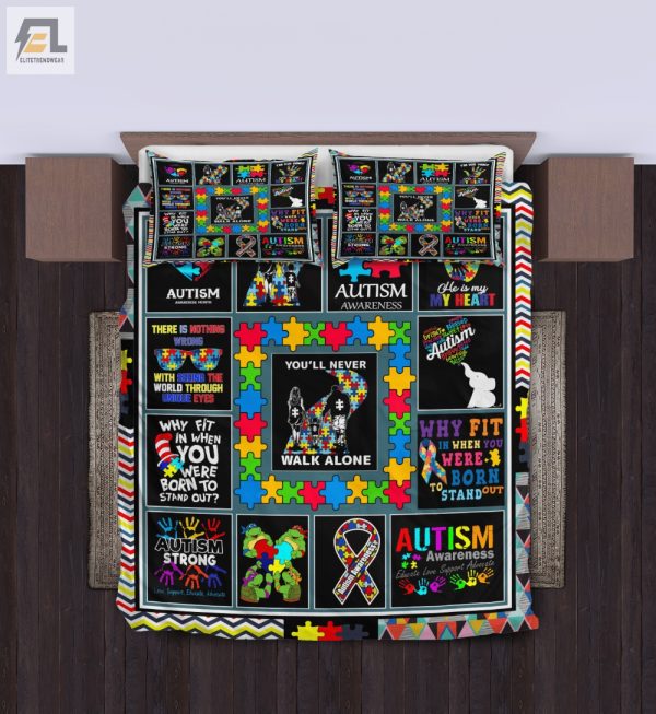 Funny Autism Duvet Comfy Bedding Sets Never Walk Alone elitetrendwear 1