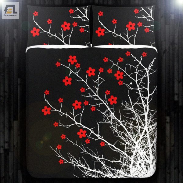 Dream In Blossoms Cozy Red Cherry Duvet Sets elitetrendwear 1