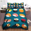 Sushi Dreams Quirky Comfy Dark Blue Duvet Cover Set elitetrendwear 1