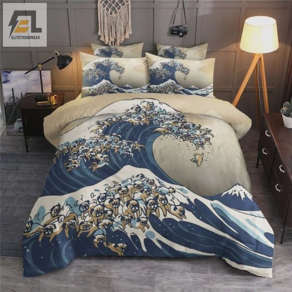 Funny Pug Waves Duvet Cover Perfect Gift For Pug Lovers elitetrendwear 1