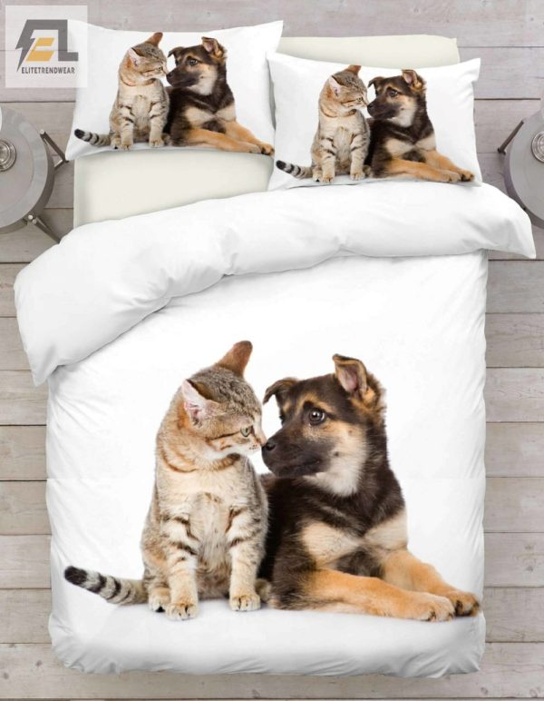 Pawsome Pals Duvet Cozy Cat Dog Friendship Bedding elitetrendwear 1