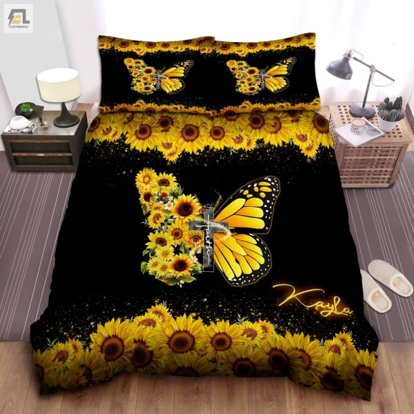 Faith Funny Custom Sunflower Butterfly Duvet Set Cozy elitetrendwear 1