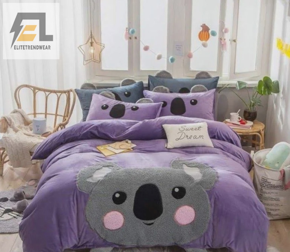 Snuggle Up Adorable Purple Koala Duvet Covers For Cozy Nights elitetrendwear 1