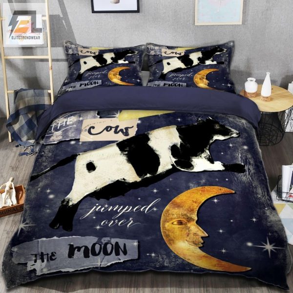 Funny 3D Cow Moon Duvet Cover Cozy Unique Bedding Sets elitetrendwear 1