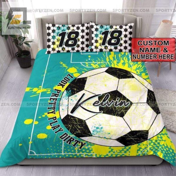 Funny Unique Soccer Duvet Your Name Play Dirty elitetrendwear 1