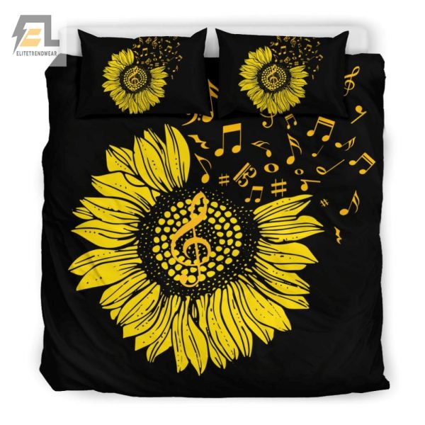 Sleep In Treble Sunflower Music Notes Duvet Set Unique Cozy elitetrendwear 1