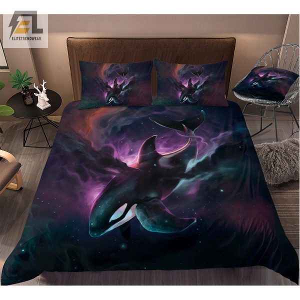 Sleep With Orcas Comfy Quirky Orcinus Orca Bedding Set elitetrendwear 1