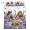 Snuggle With Sloths Cozy Lavender Duvet Cover Sets elitetrendwear 1