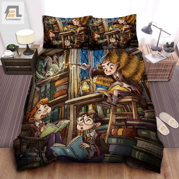 Snuggle With Ron Hermione Quirky Hogwarts Library Bedding elitetrendwear 1